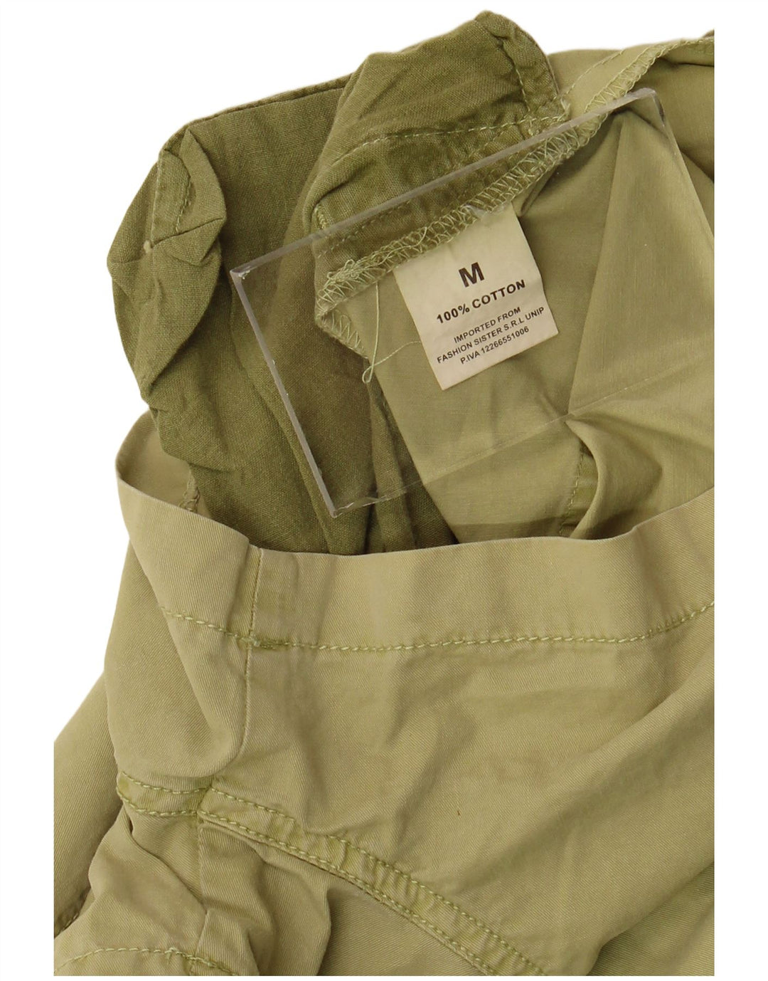 VINTAGE Womens Dungarees Shorts Medium W34 Green Cotton