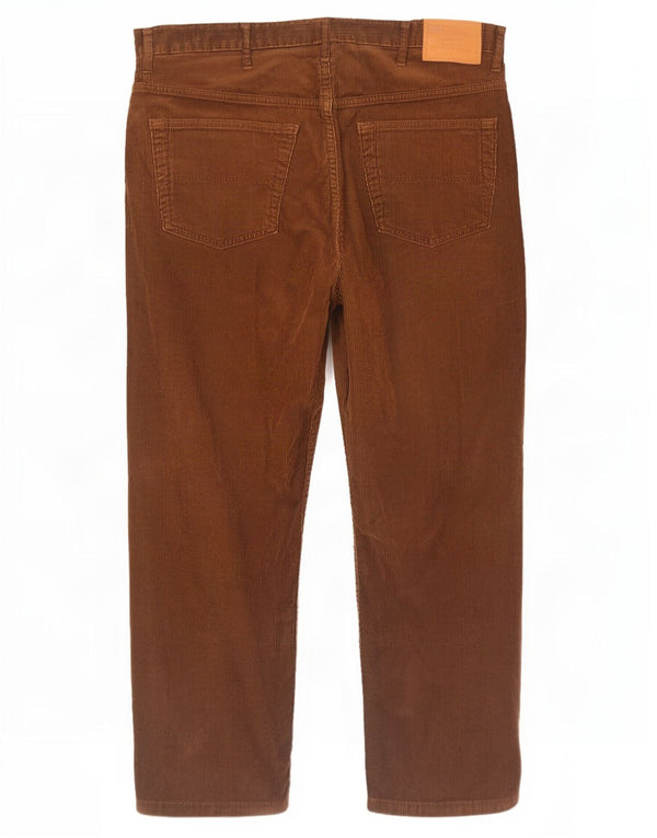 Marks & Spencer Mens Blue Harbour Crop Corduroy Trousers W40 L29 Brown