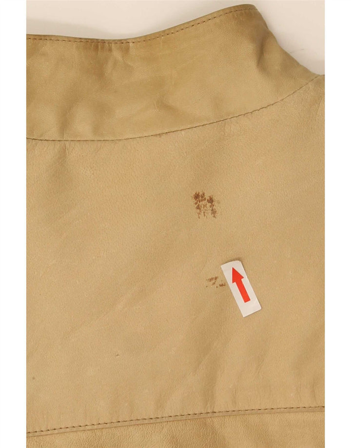 Conbipel Womens Leather Jacket IT 44 Medium Beige