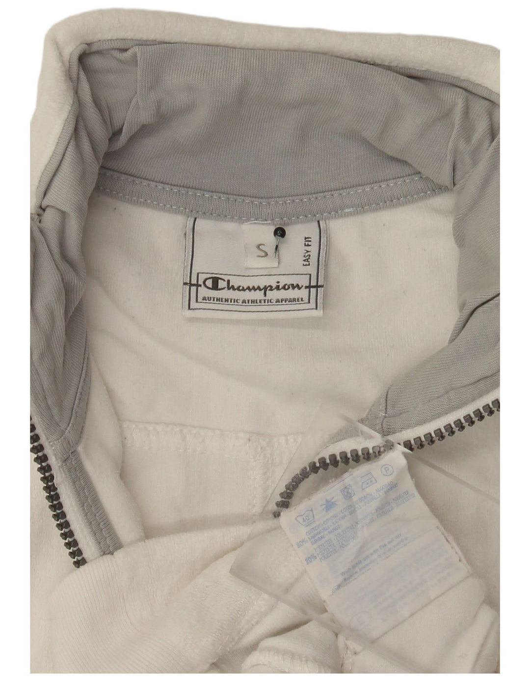 CHAMPION Womens Easy Fit Oversized Fleece Jacket UK 10 Small White Cotton