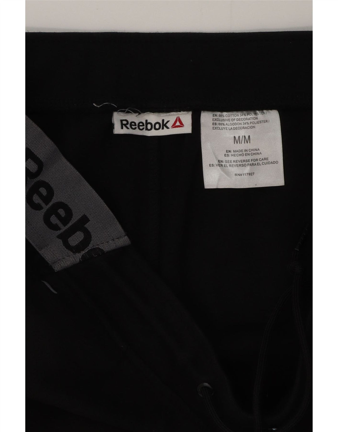 REEBOK Mens Graphic Tracksuit Trousers Joggers Medium Black Colourblock