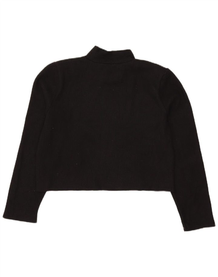 Zara Womens Crop Top Long Sleeve UK 14 Medium Black Polyester
