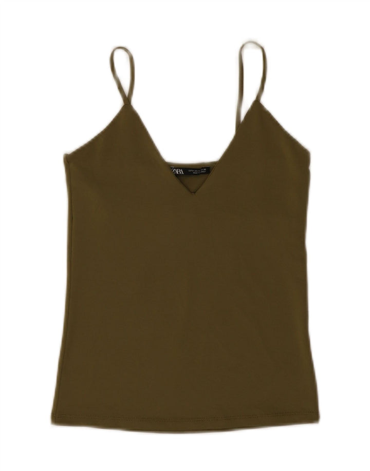 ZARA Womens Cami Top UK 8 Small Khaki Vintage Zara and Second-Hand Zara from Messina Hembry 