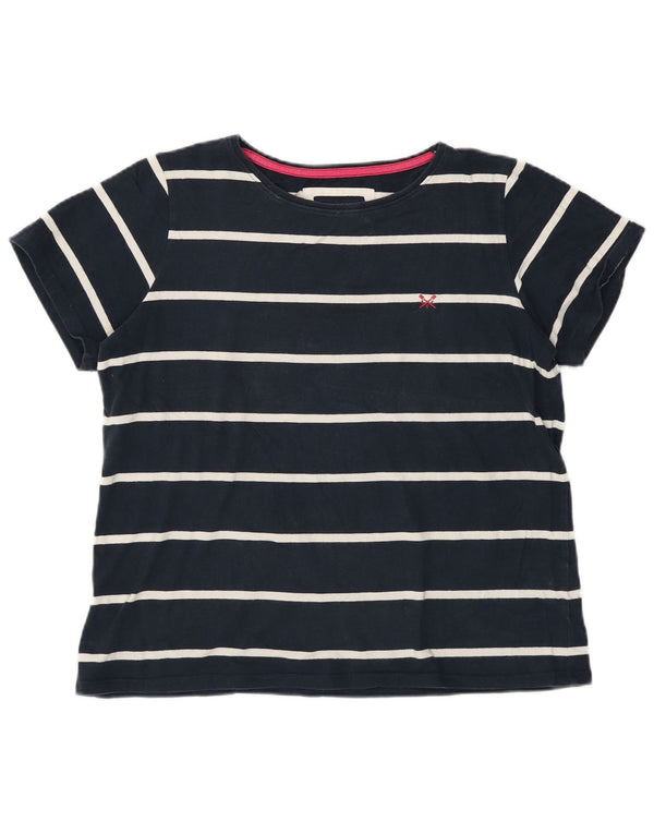 Crew Clothing Womens T-Shirt Top UK 14 Medium Navy Blue Striped Cotton