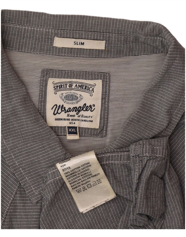 Wrangler Womens Slim Shirt 2XL Grey Check Cotton