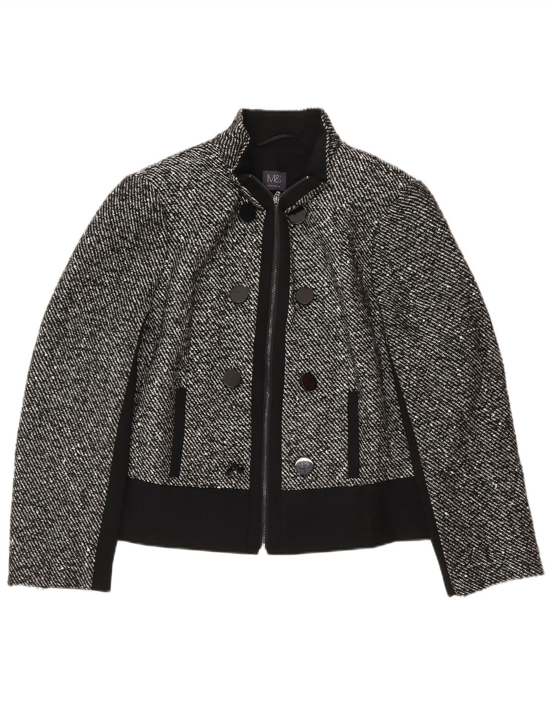 Marks & Spencer Womens Bomber Jacket UK 14 Large Grey Flecked Polyester