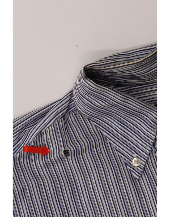 Etro Mens Shirt Size 40 Medium Blue Striped Cotton