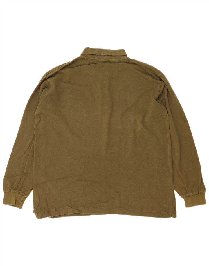 Kappa Mens Long Sleeve Polo Shirt Medium Khaki Cotton