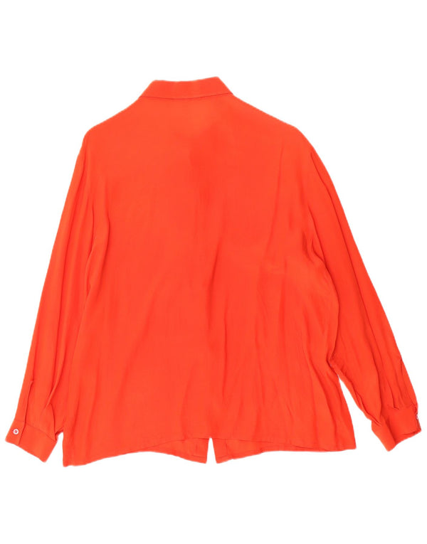 Vintage Womens Oversized Shirt Blouse IT 50 XL Orange Floral Silk