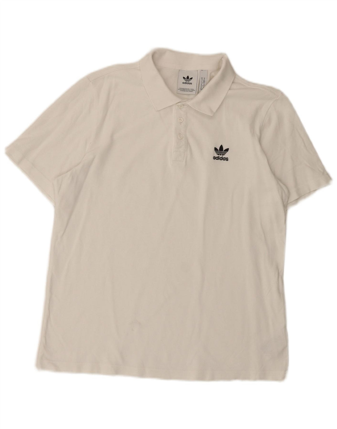 ADIDAS Mens Polo Shirt Medium White Cotton