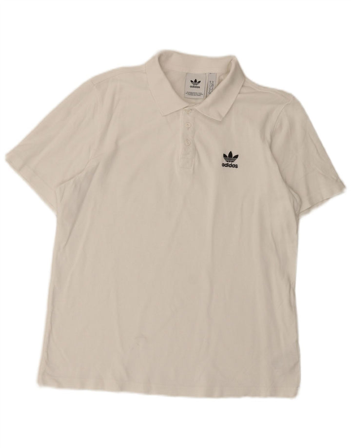 ADIDAS Mens Polo Shirt Medium White Cotton