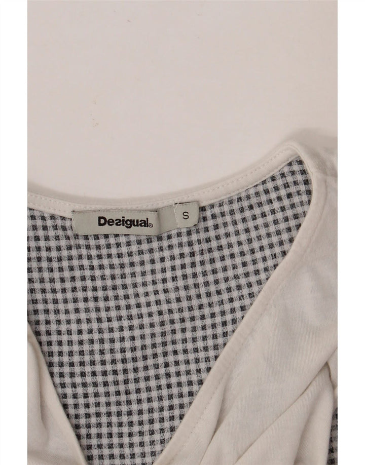 DESIGUAL Womens Sleeveless Blouse Top UK 10 Small White Floral