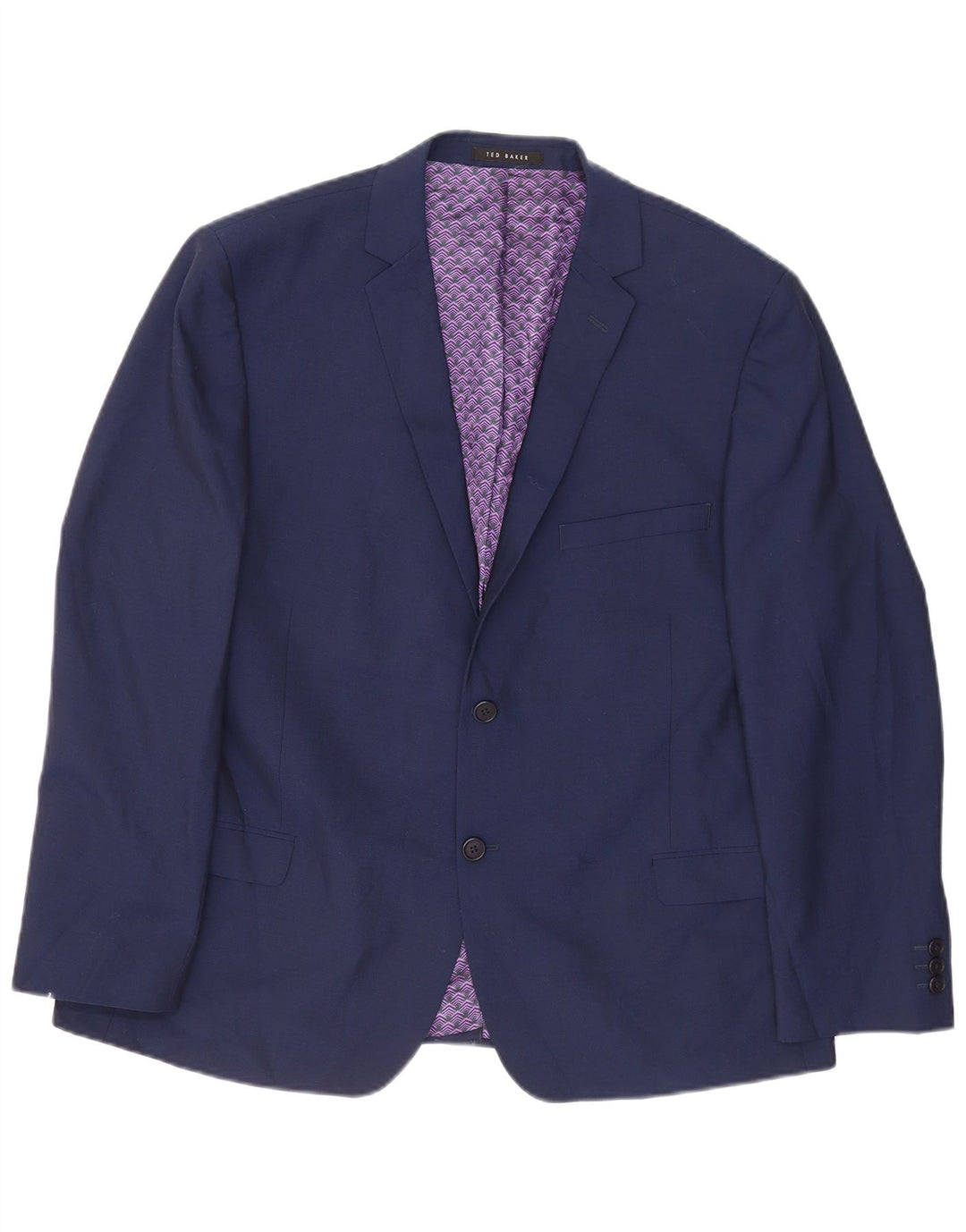 Ted Baker Mens 2 Button Blazer Jacket UK 46 3XL Navy Blue Wool
