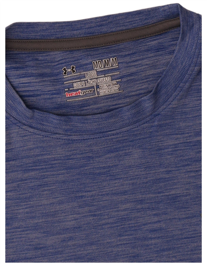 Under Armour Mens Heat Gear T-Shirt Top Medium Blue Flecked Polyester