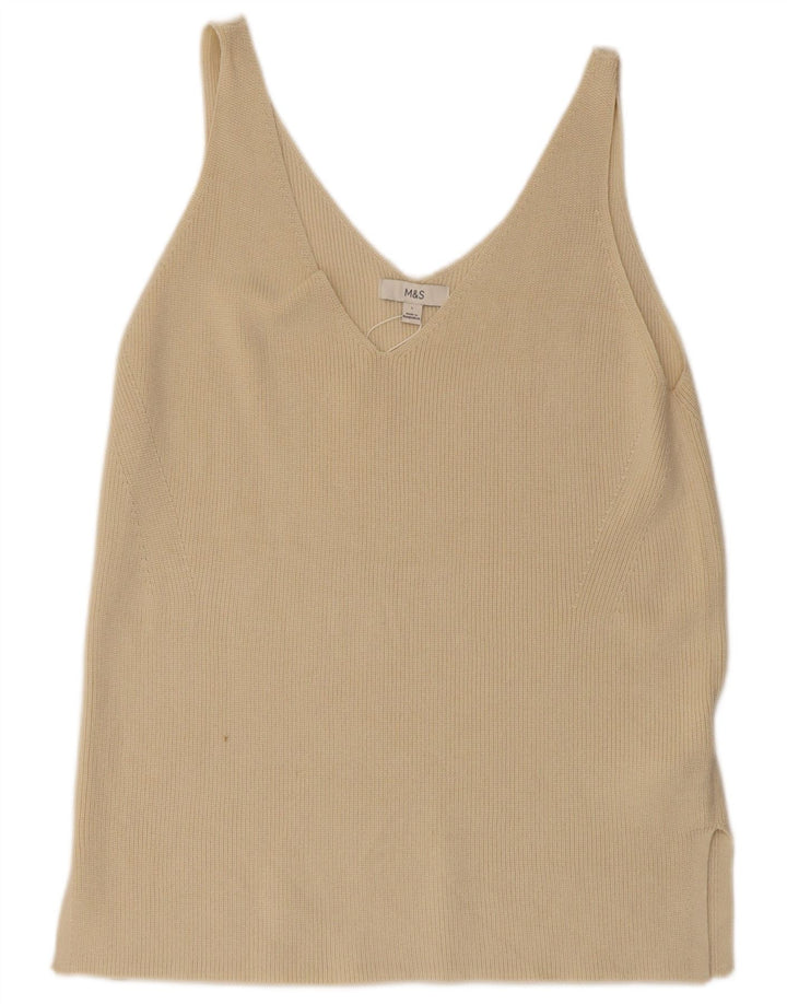Marks & Spencer Womens Vest Top UK 14 Large Beige Cotton