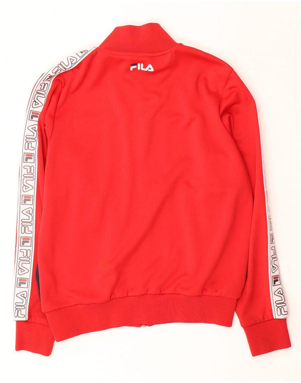 Fila Womens Graphic Tracksuit Top Jacket UK 14 Medium Red Colourblock