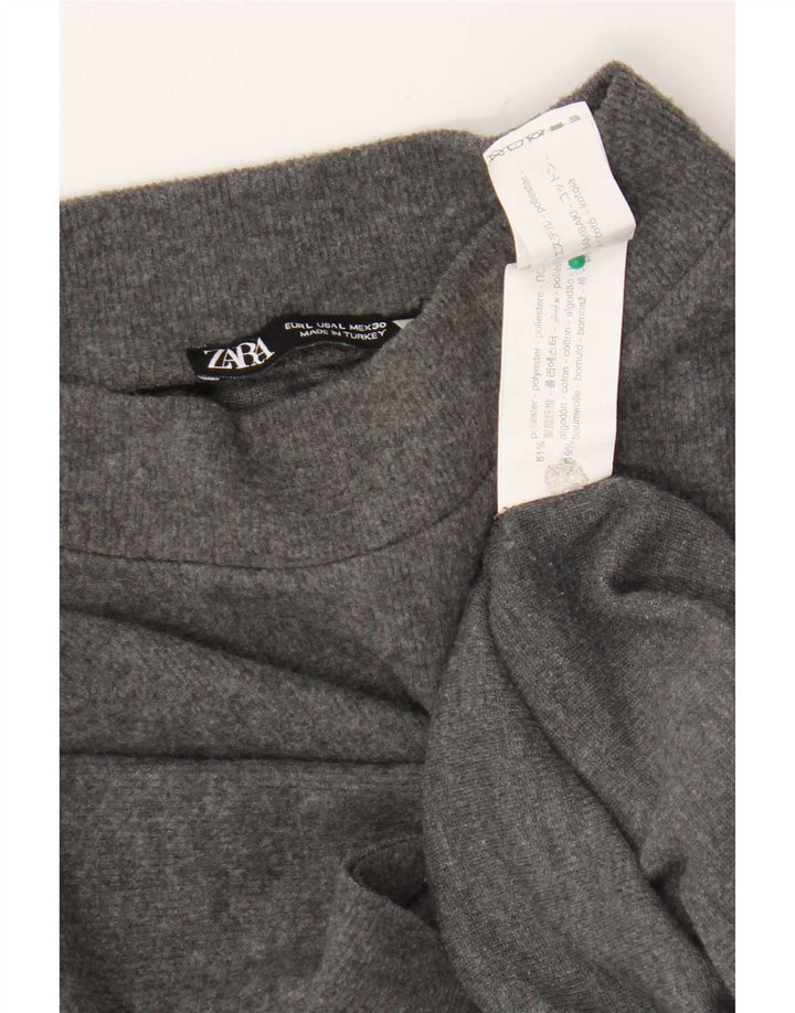 Zara Womens T-Shirt Top UK 14 Large Grey Polyester