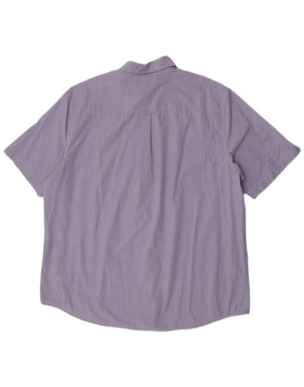 Chaps Mens Short Sleeve Shirt 2XL Purple Houndstooth Cotton