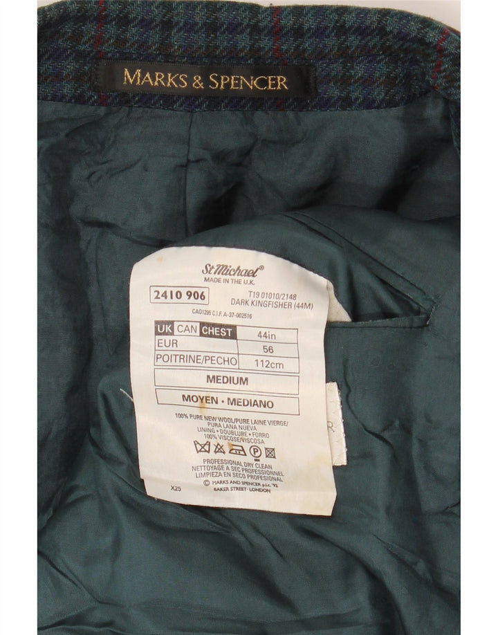 Marks & Spencer Mens St. Michael Blazer Jacket UK 44 XL Green Houndstooth