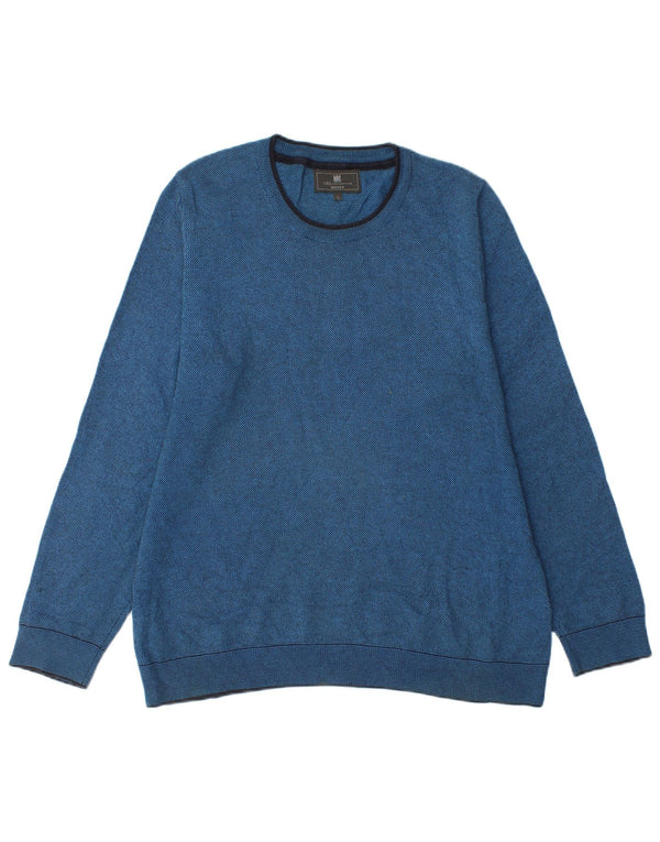 Marks & Spencer Mens Tailored Fit Crew Neck Jumper Sweater Large Blue