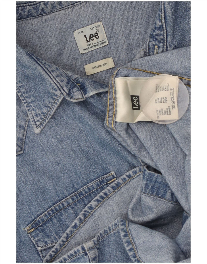 LEE Mens Denim Shirt Medium Blue Cotton
