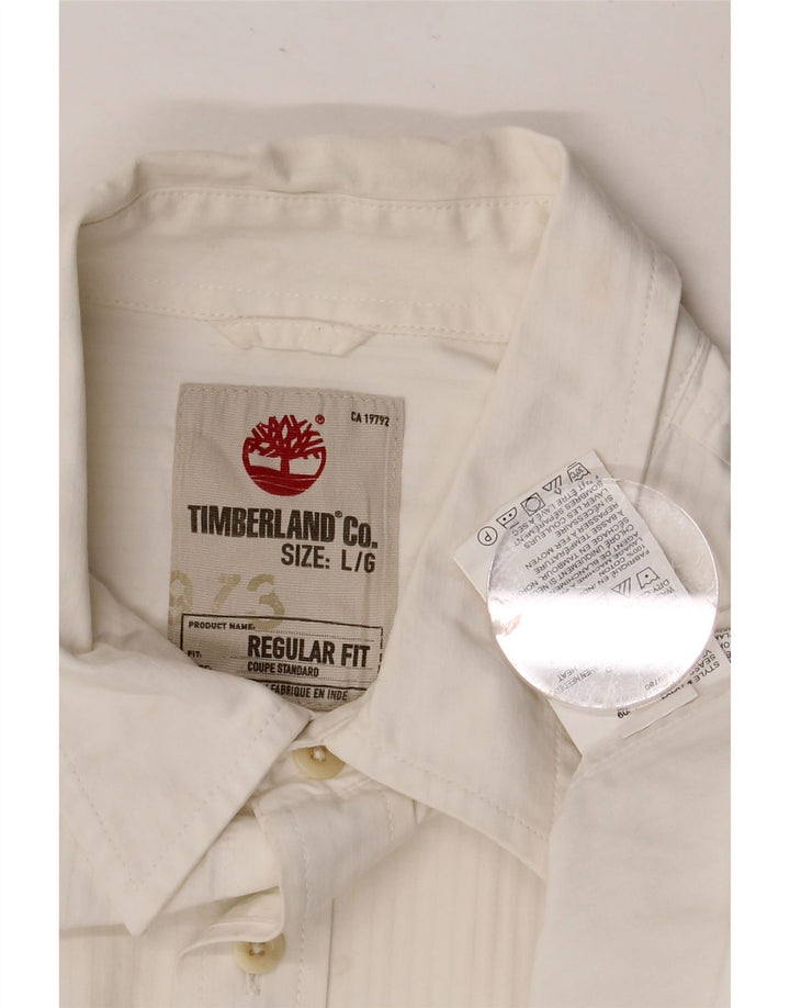 TIMBERLAND Mens Regular Fit Shirt Large White Cotton