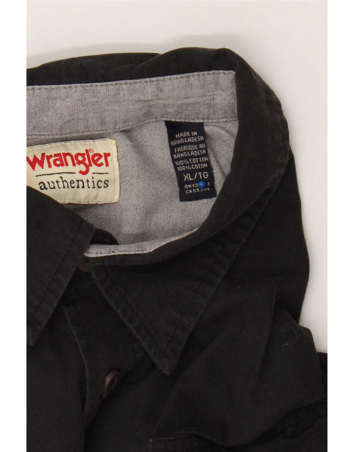 Wrangler Mens Short Sleeve Shirt XL Black Cotton