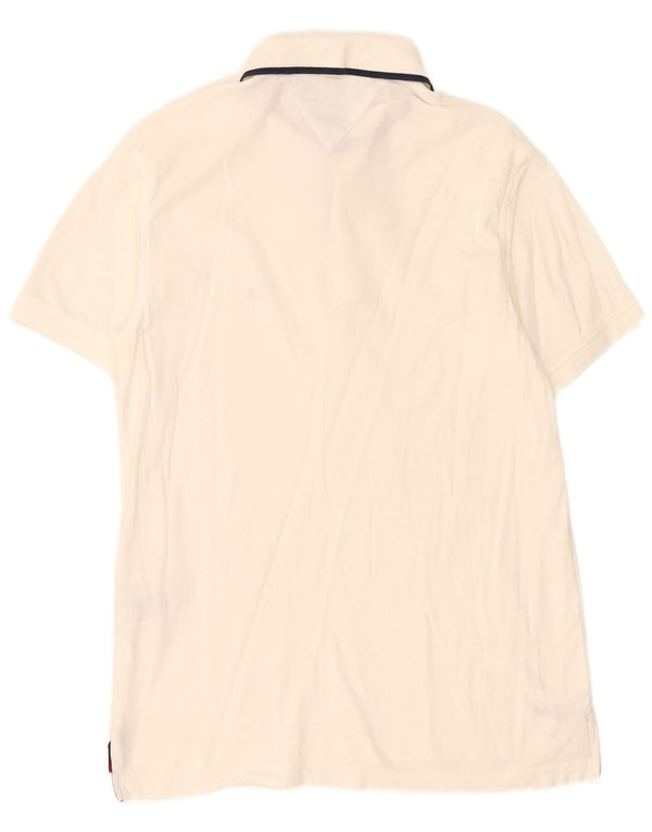 Tommy Hilfiger Mens Slim Fit Polo Shirt Large Off White Cotton