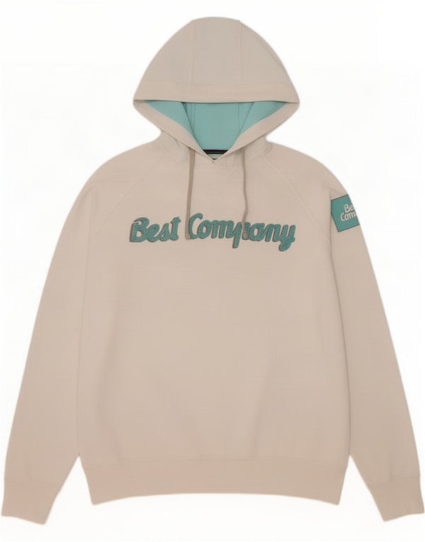 Best Company Mens Graphic Hoodie Jumper 2XL White Cotton