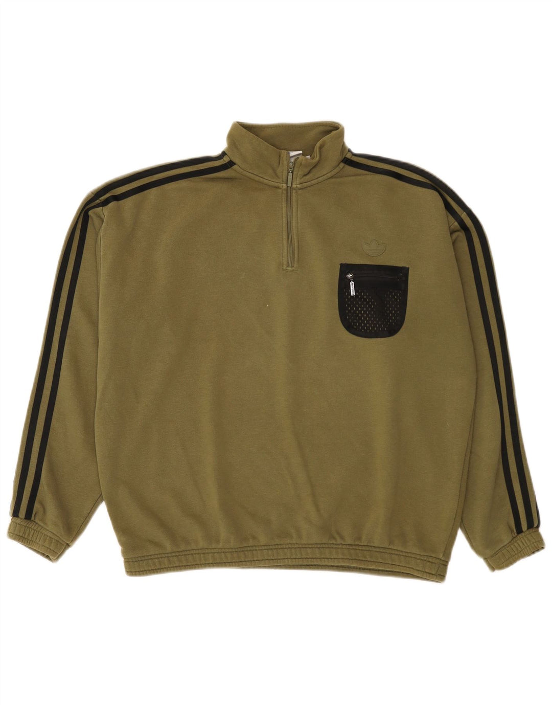 Adidas Womens Oversized Zip Neck Sweatshirt Jumper UK 12 Medium Khaki