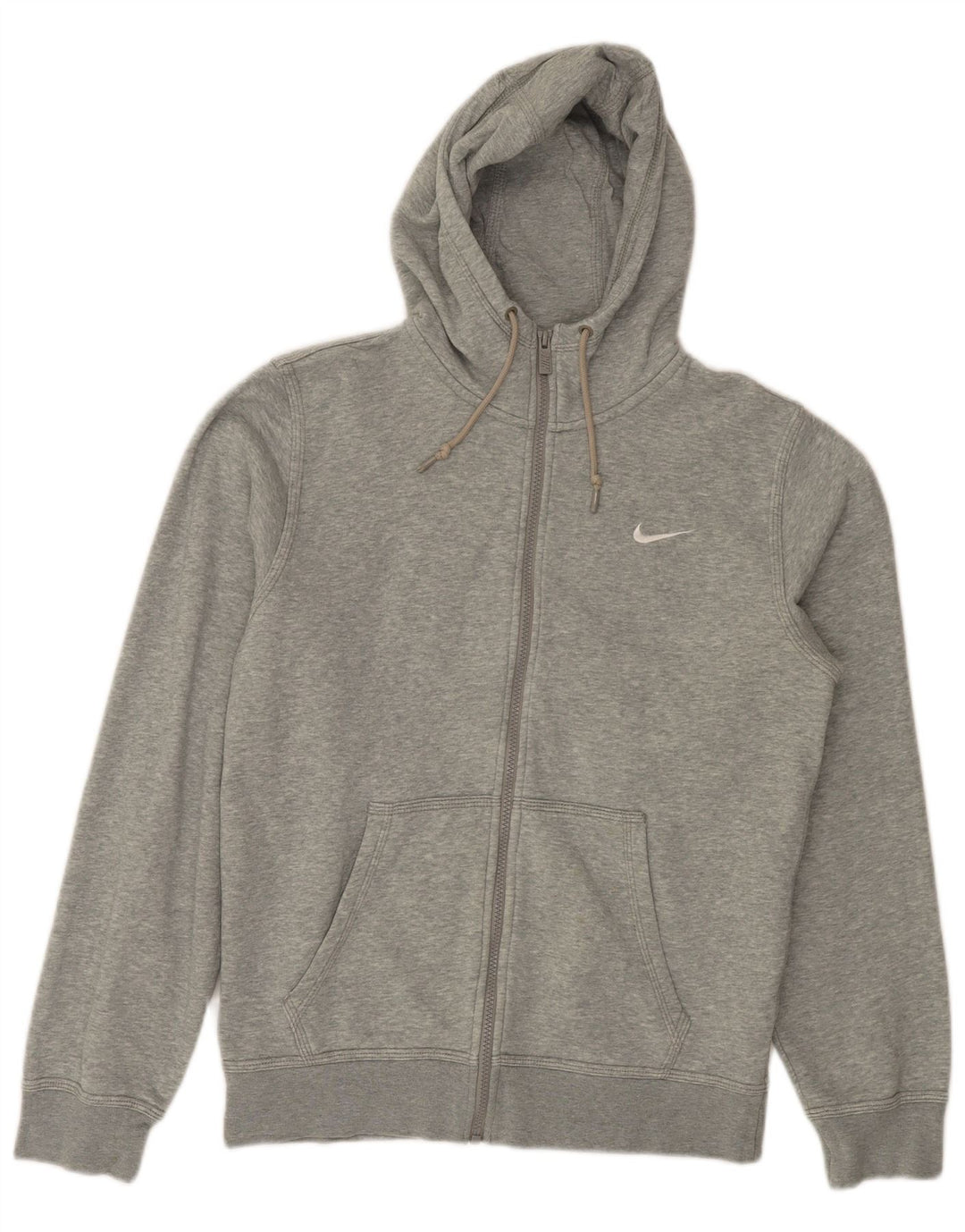 NIKE Mens Zip Hoodie Sweater Small Grey Cotton
