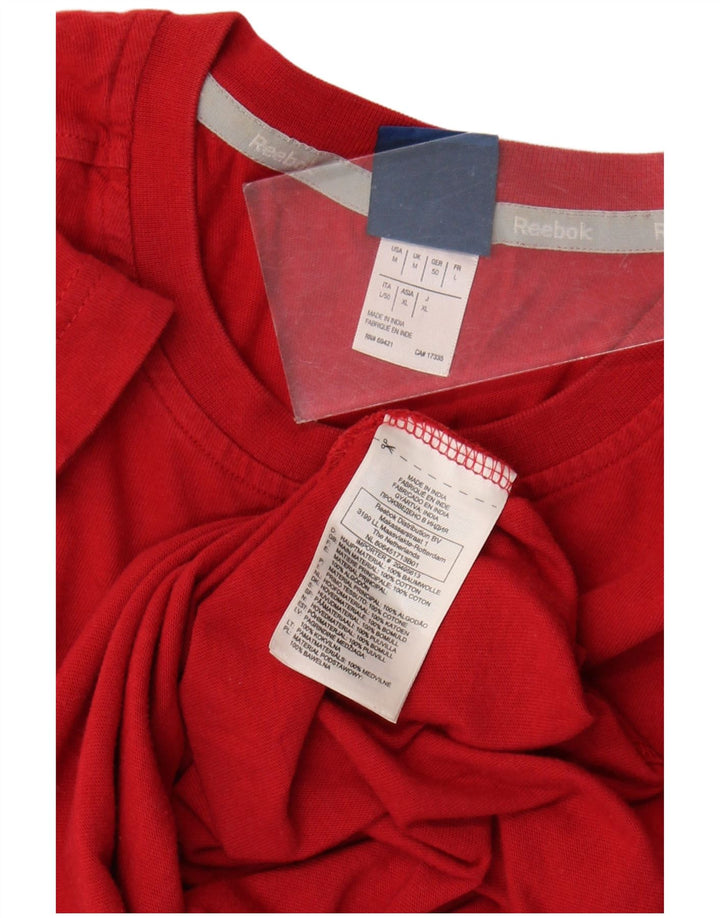 Reebok Mens T-Shirt Top Medium Red Cotton