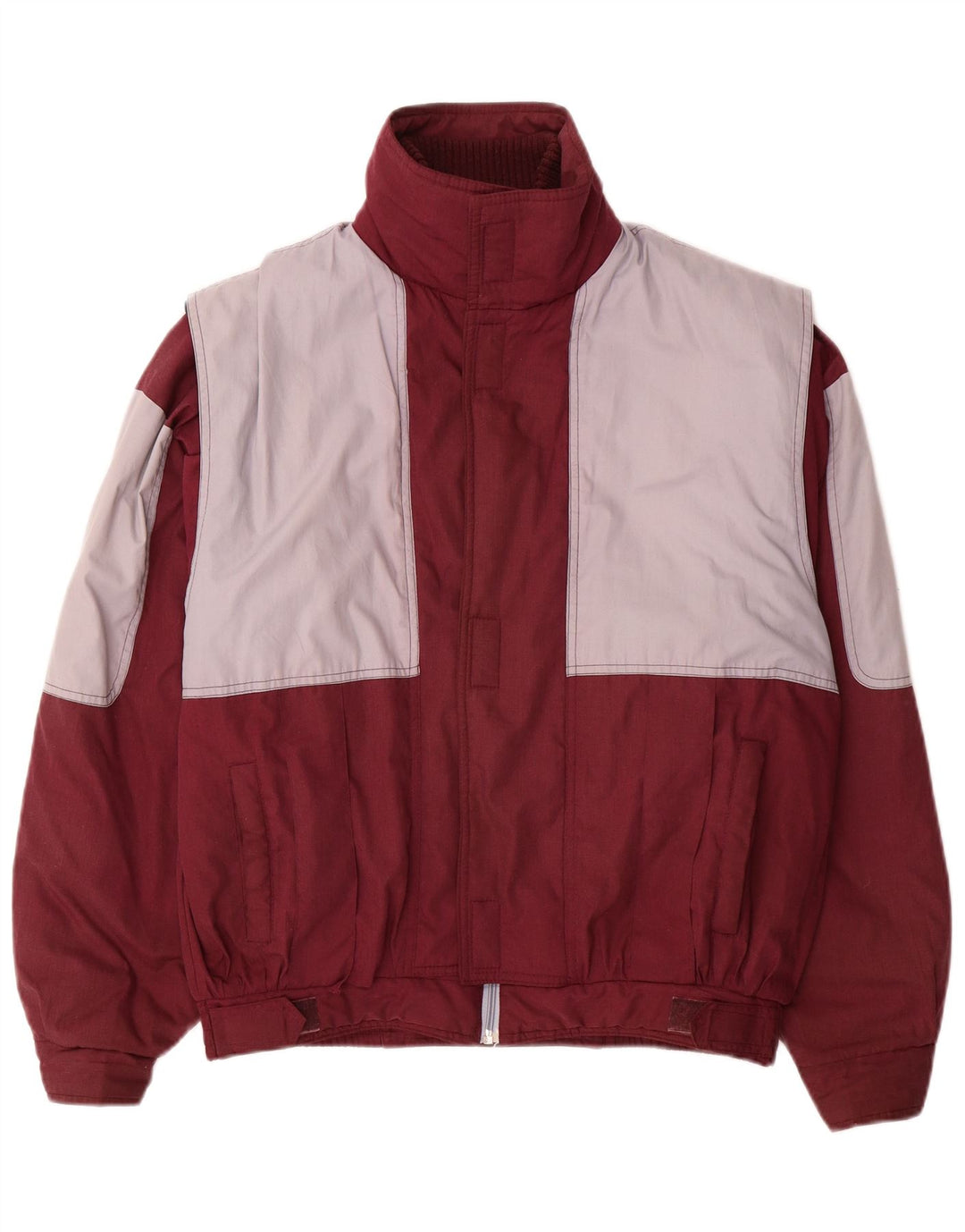 VINTAGE Mens Windbreaker Jacket UK 40 Large Maroon Colourblock Polyester