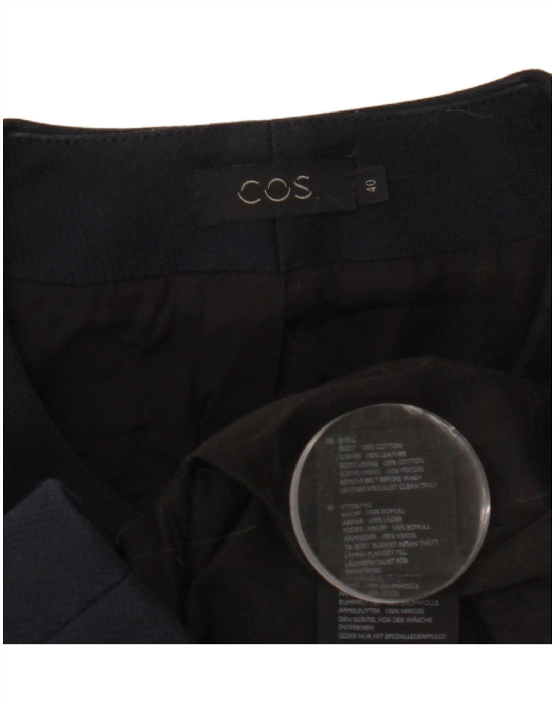 Cos Womens Blazer Jacket EU 40 Medium Navy Blue Colourblock Cotton