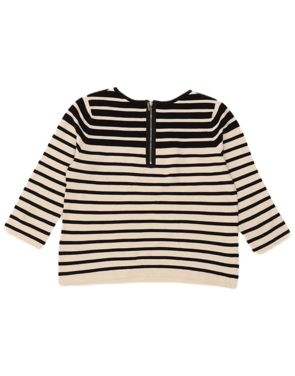 Oasis Womens Crop Boat Neck Jumper Sweater UK 12 Medium Black Striped
