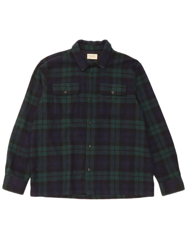 Nudie Jeans Mens Flannel Shirt Large Navy Blue Check Wool