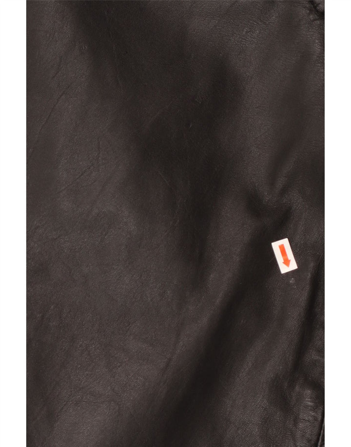 VINTAGE Womens Bootcut Leather Trousers UK 12 Medium W30 L32 Black