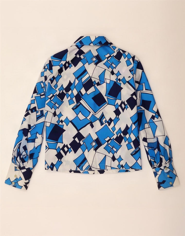 Vintage Womens Shirt Blouse IT 44 Medium Blue Geometric