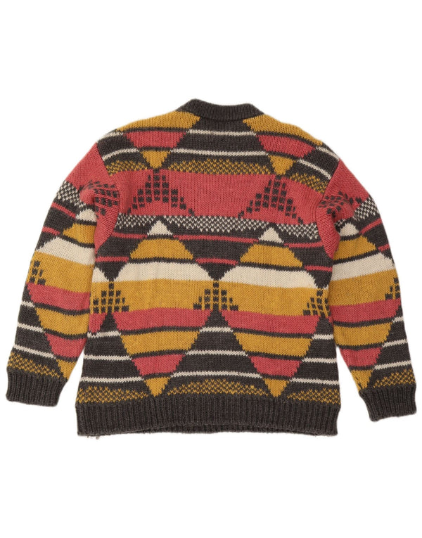 Unlimited Mens Crew Neck Jumper Sweater Medium Multicoloured Geometric Wool