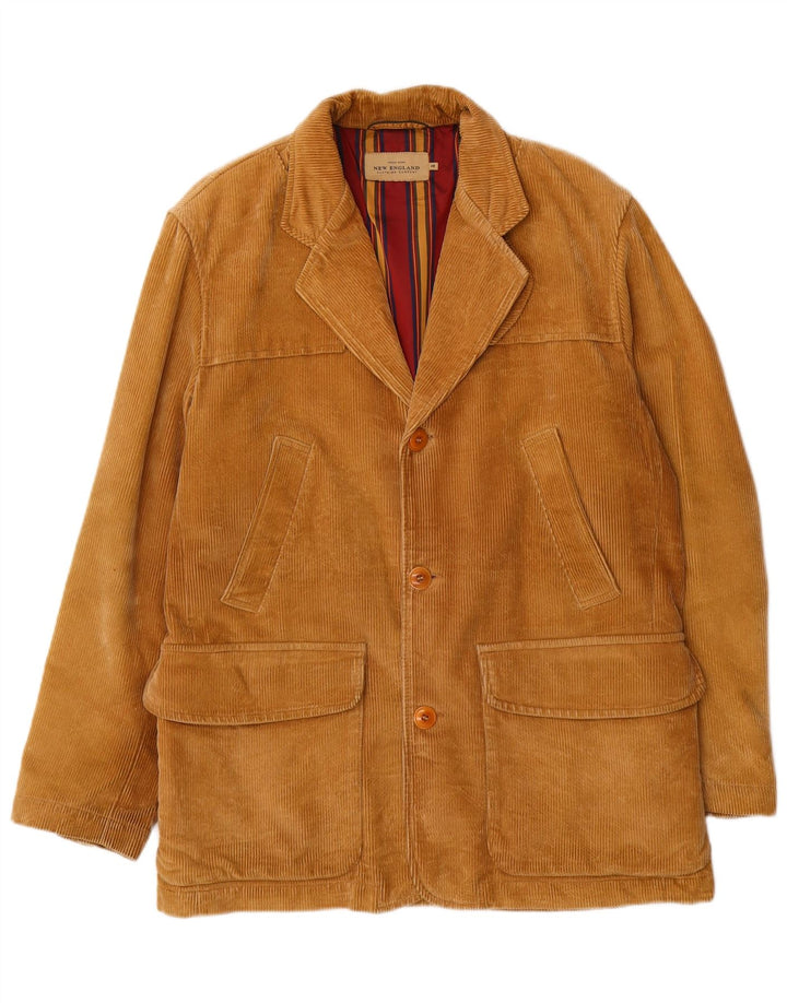 NEW ENGLAND Mens Corduroy Coat EU 48 Medium Brown Cotton
