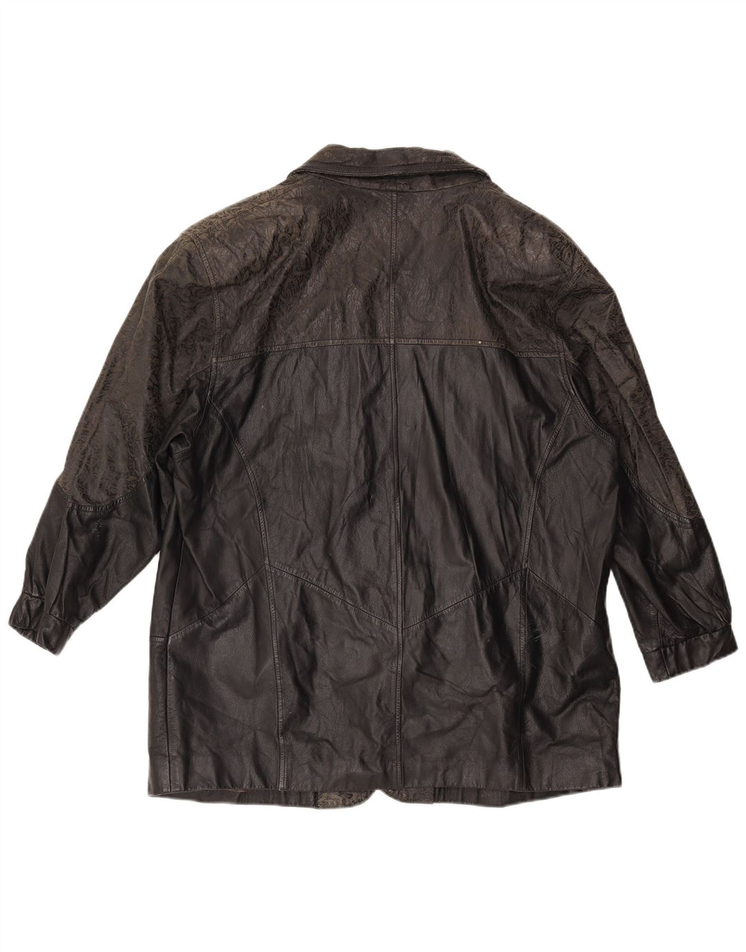 Vintage Mens Loose Fit Leather Jacket IT 46 Small Black Leather