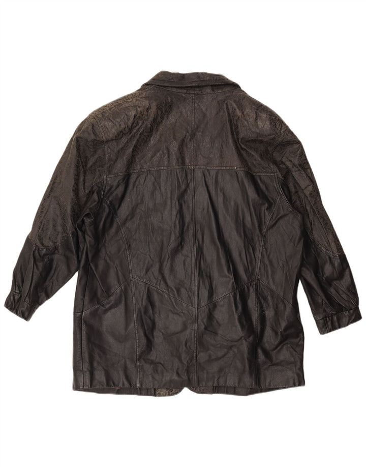 Vintage Mens Loose Fit Leather Jacket IT 46 Small Black Leather