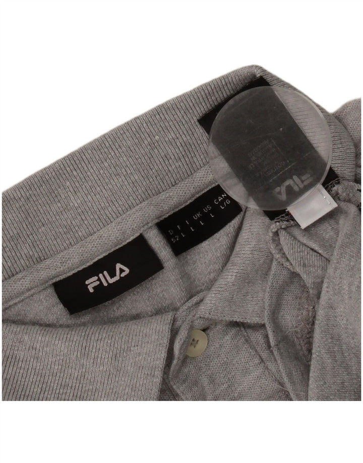Fila Mens Polo Shirt Large Grey Cotton