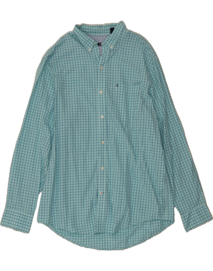 IZOD Mens Shirt Large Turquoise Check Cotton Vintage Izod and Second-Hand Izod from Messina Hembry 