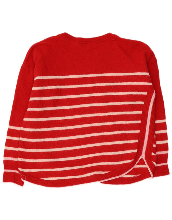 CREW CLOTHING Womens Boat Neck Jumper Sweater UK 14 Large Red Striped Wool