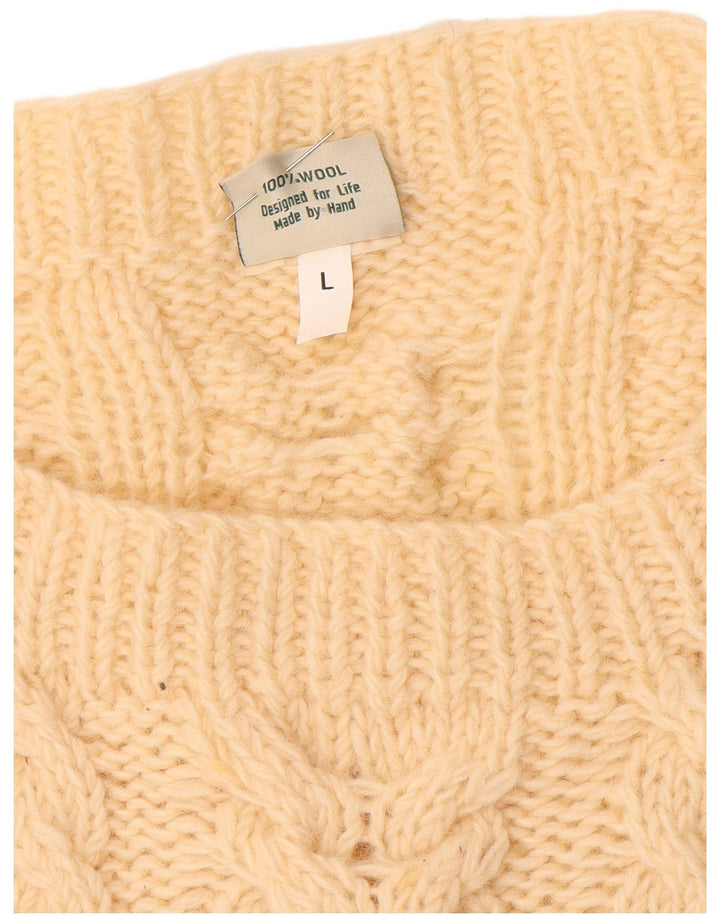 Pachamama Mens Boat Neck Jumper Sweater Large Off White Wool