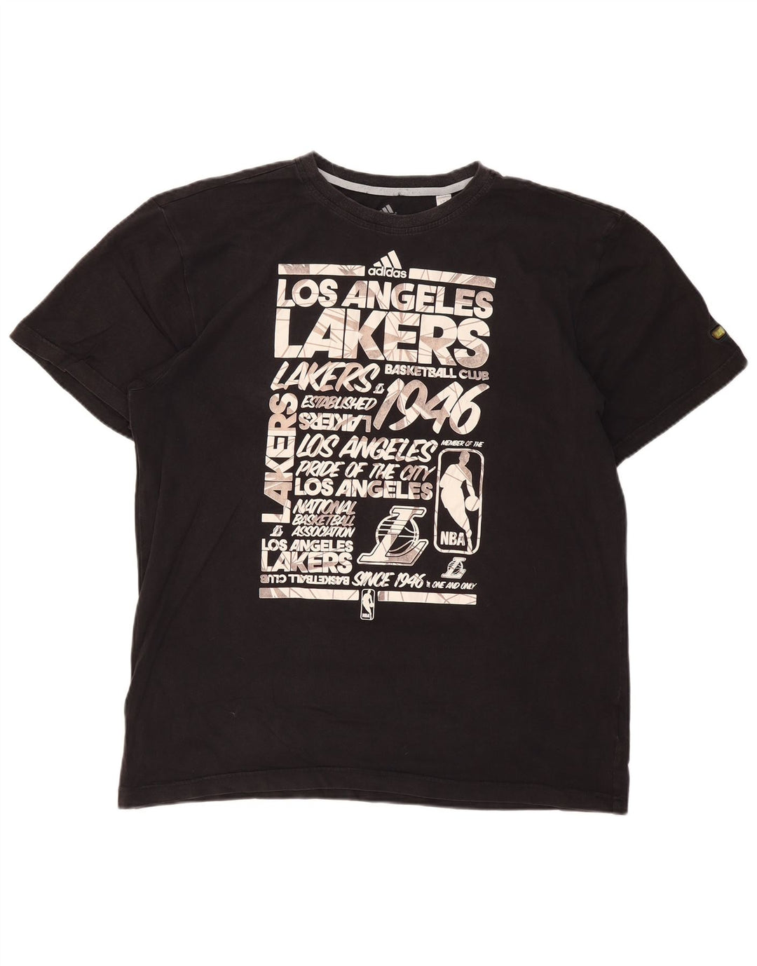 ADIDAS Mens Los Angeles Lakers Graphic T-Shirt Top 2XL Black Cotton