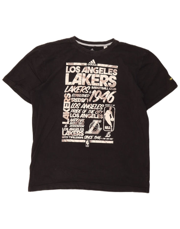 ADIDAS Mens Los Angeles Lakers Graphic T-Shirt Top 2XL Black Cotton