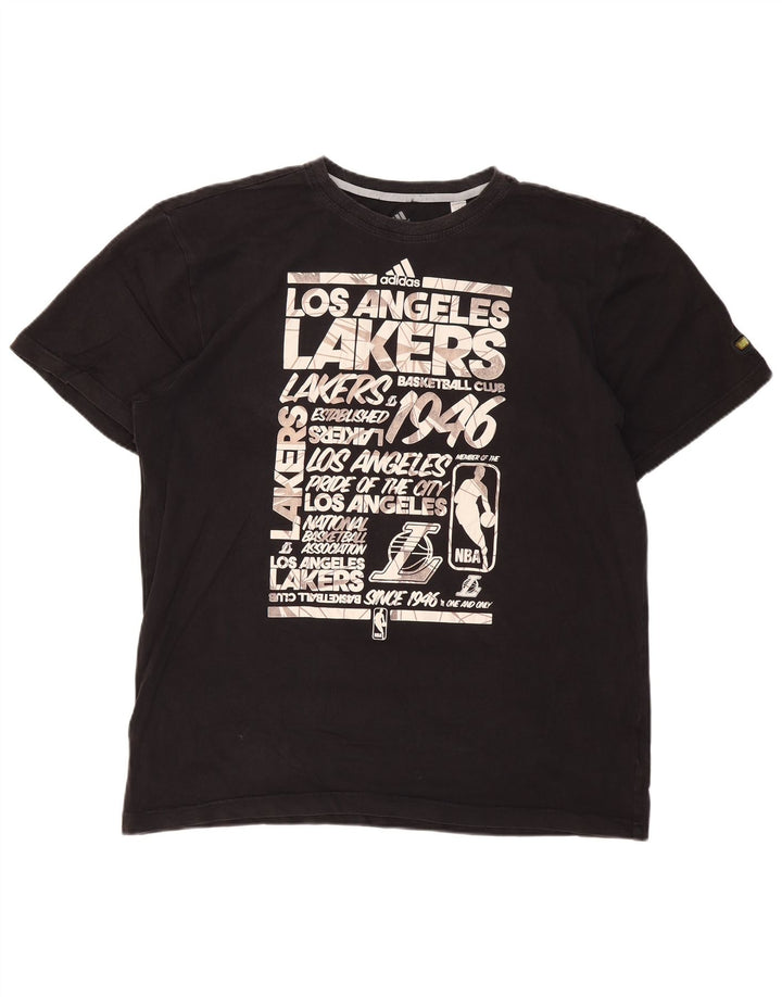 ADIDAS Mens Los Angeles Lakers Graphic T-Shirt Top 2XL Black Cotton