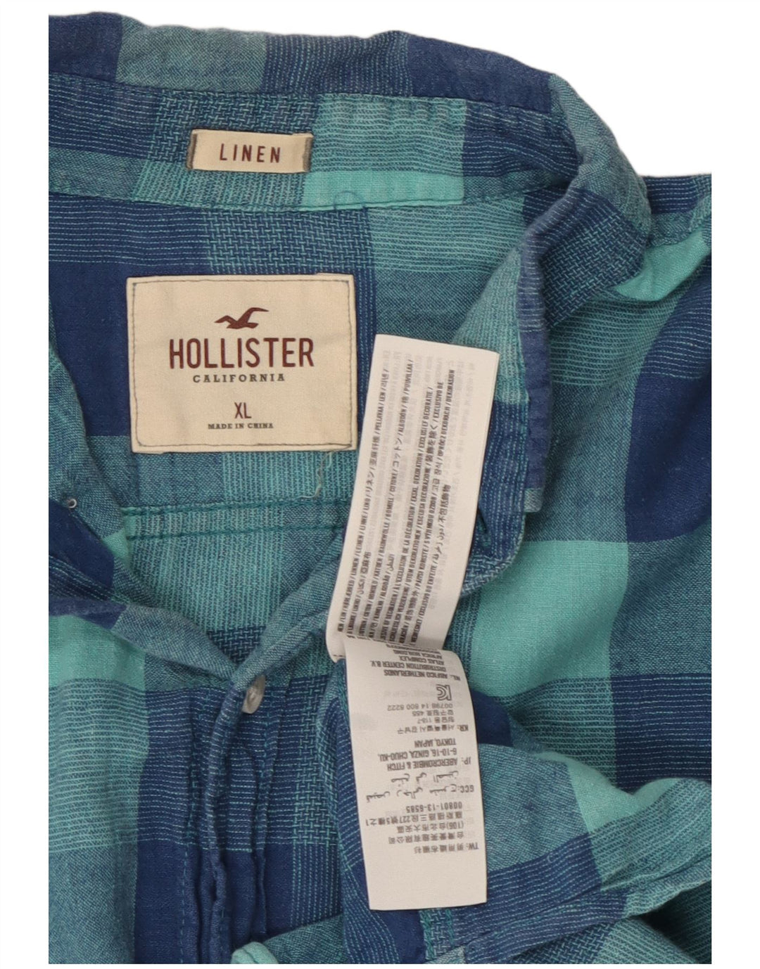 Hollister Mens Shirt XL Blue Check Linen